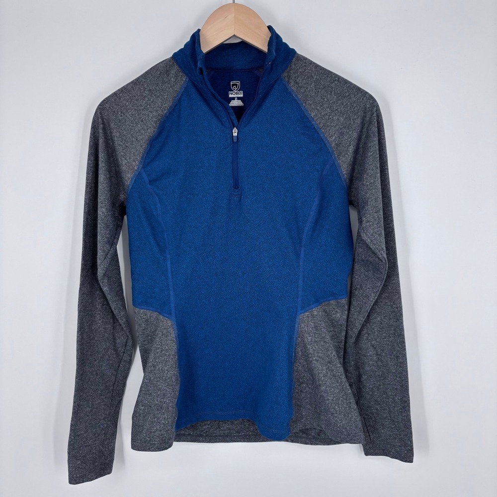 Noble Equestrian 1/4 Zip Pullover Womens Small Blue Grey Fleece Riding Layer